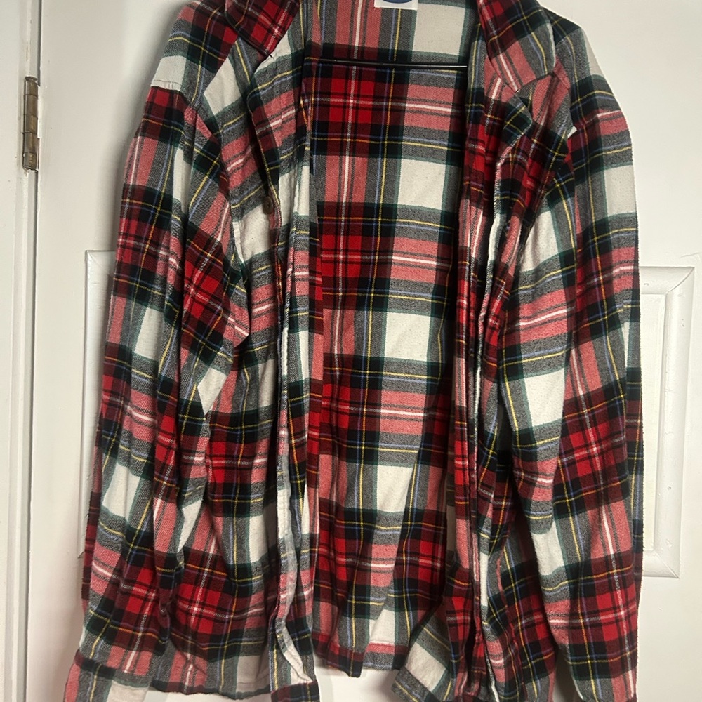 Red and White Plaid Flannel Shirt - Old Navy